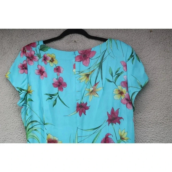 Talbots Floral Ruched Faux Wrap Maxi Dress-Size 16-Chiffon-Back Zip - Picture 9 of 10